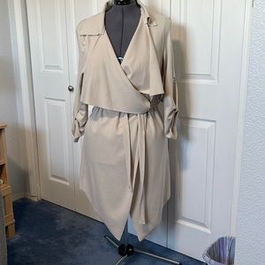 Boohoo Daisy Belted waterfall duster coat size US 14